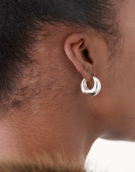 Monki chunky teardrop hoop earrings in silver ASOS
