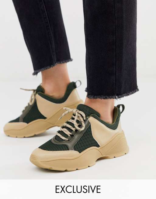 Khaki deals chunky trainers