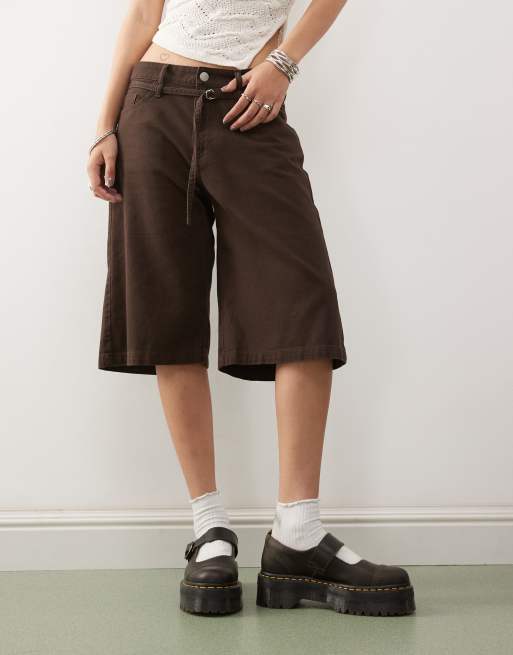 Monki – Ciemnoniebieskie szerokie szorty typu carpenter , 3 z 5