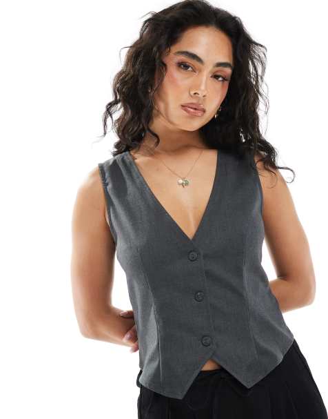 Monki waistcoat in dark grey
