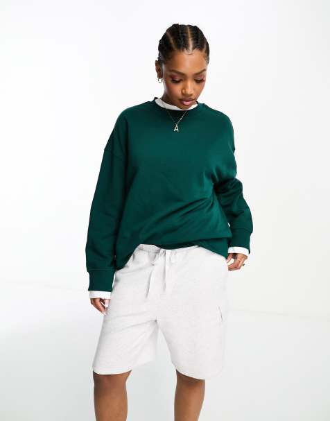 Monki oversized sweatshirt in dark green