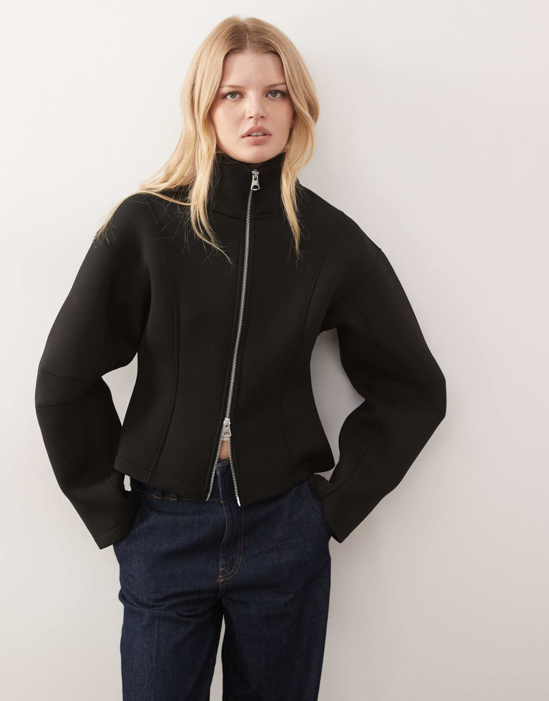 monki cinched jacket in black