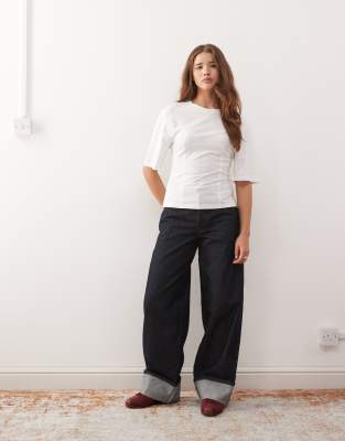 Monki Cinched Top In White
