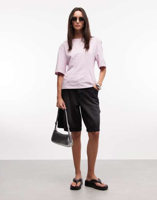 Monki cinched waist t-shirt in light pink, 3 of 4