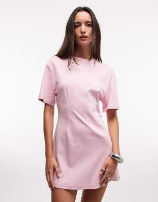 Monki Cinched Waist T-shirt Mini Dress In Pink