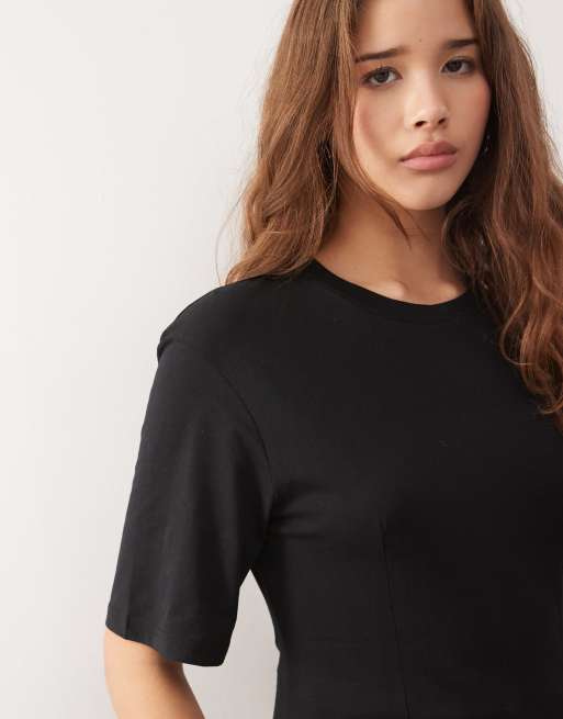 Monki cinched top in black