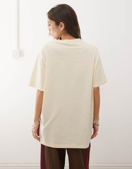Monki - Citrongul oversized T-shirt med lyserødt blomstergrafik, 4 af 4