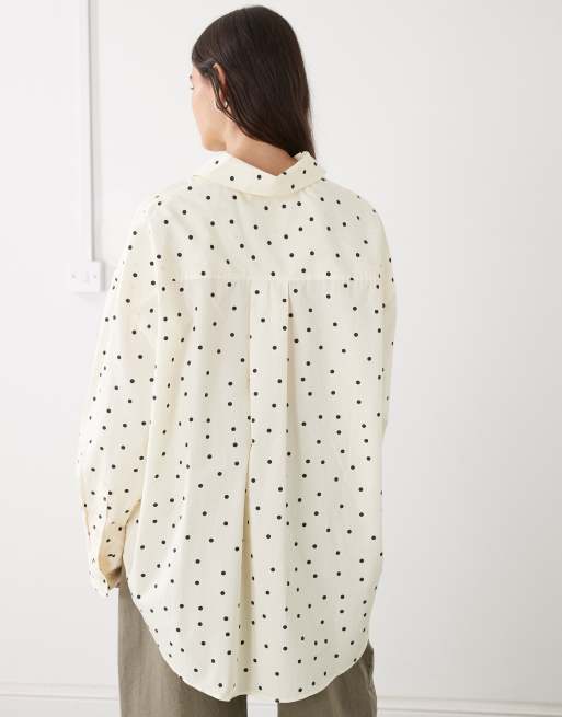 Monki – Citrongul, prickig skjorta i oversized fit, 2 av 4
