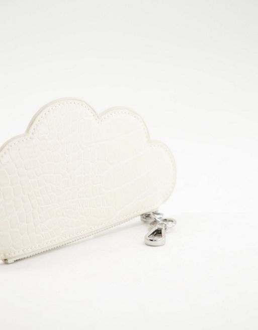 Monki cloud faux croc card holder case in off white