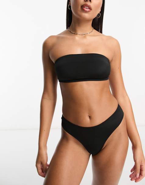 Monki co-ord bandaeu bikini top in black