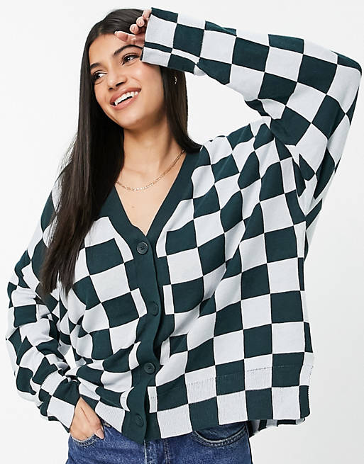  Monki co-ord checkerboard cardigan in multi 