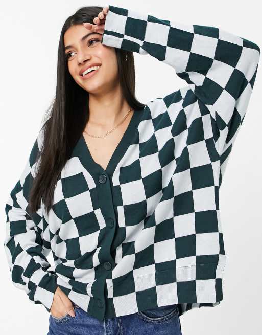 Checkerboard cardigan sale