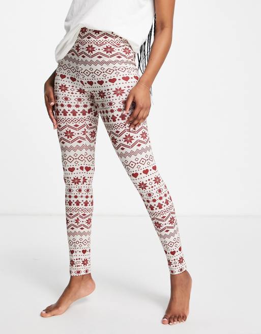 Red Reindeer Fair Isle Leggings 