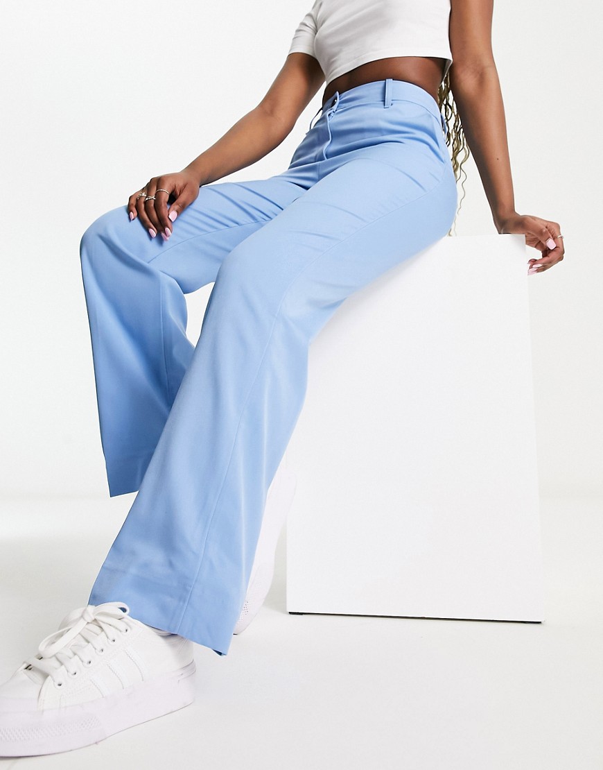 Monki co-ord mid rise tailored trousers in blue