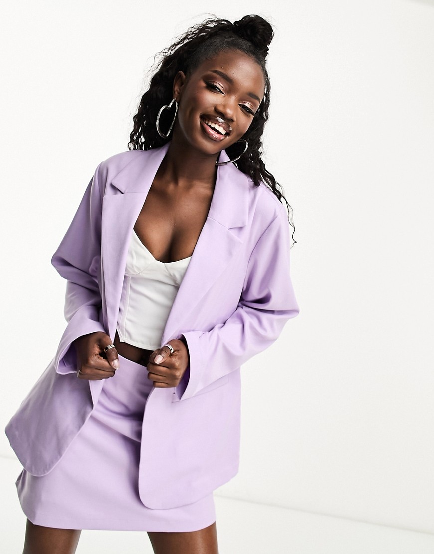 Monki co-ord mix and match oversized blazer in lilac-Purple