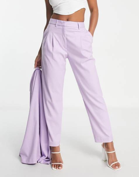 ASOS DESIGN Curve elastic waist tailored pants in purple