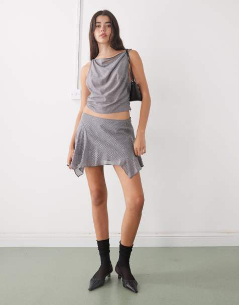 Monki - Co-ord set met strass-steentjes in grijs - view 1