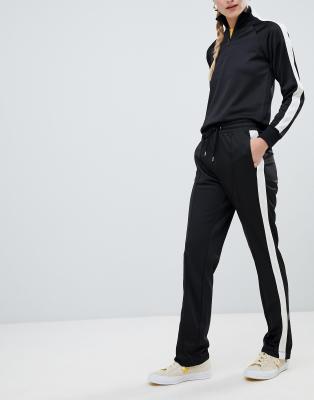 wide leg joggers with side stripe