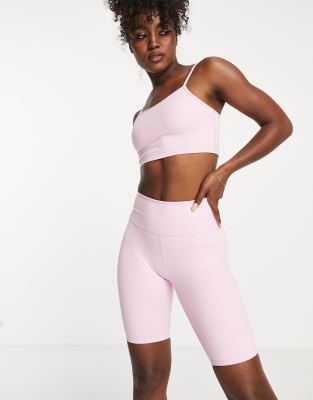 Monki co ord sports legging shorts in light pink