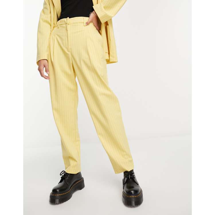 Monki co ord tapered trousers in yellow pinstripe ASOS