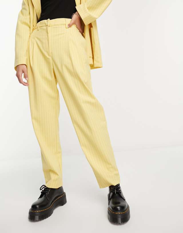 Monki - co-ord tapered trousers in yellow pinstripe