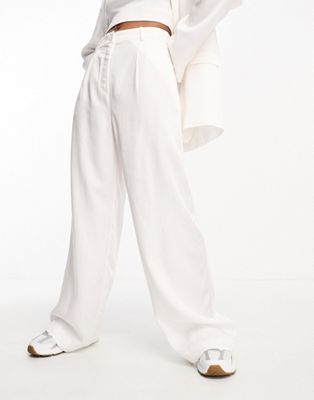 Monki co-ord wide leg trousers in white