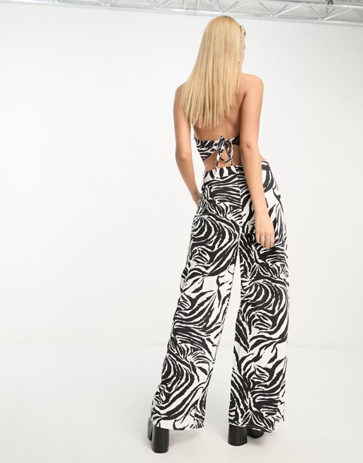 Monki co-ord wide leg trousers in zebra print