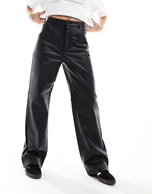 Wednesday's Girl straight leg faux leather pants in black