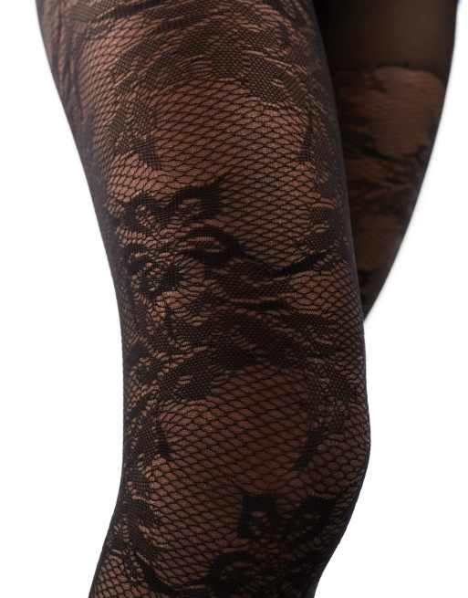 Monki - Collant neri in pizzo, 4 di 4