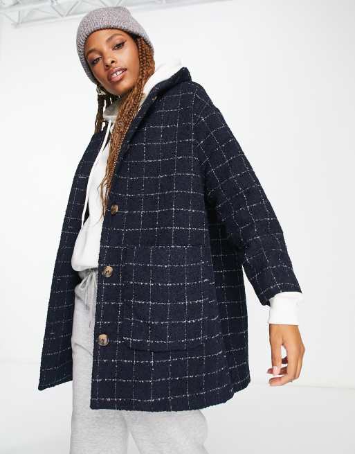 Navy check clearance coat