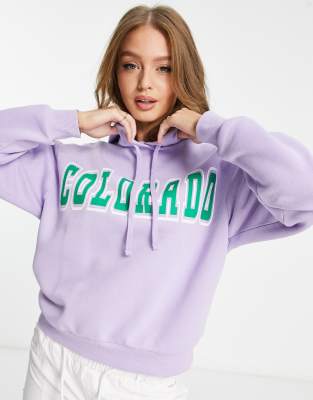 Monki - College-Kapuzenpullover in Flieder-Lila