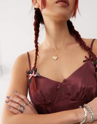 Monki - Collier à pendentif caur - Doré