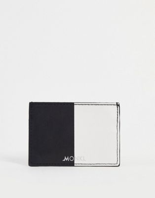 Monki colourblock card case in black and white