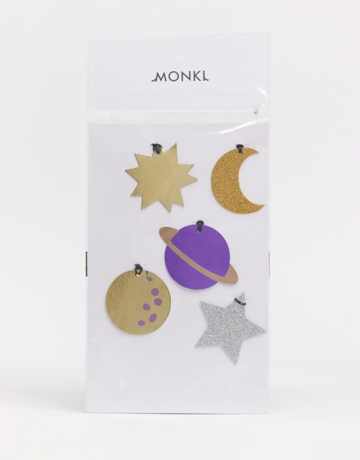 Monki - Confezione da 10 decorazioni per albero di Natale con pianeti multicolore