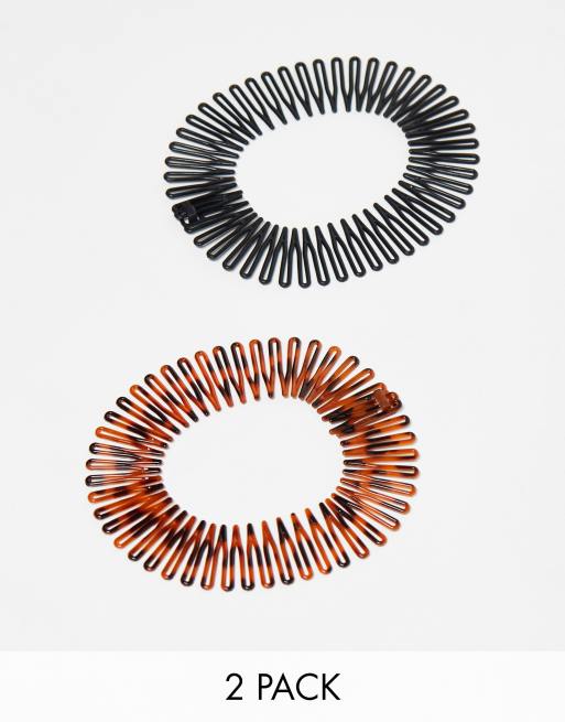 Monki - Confezione da 2 cerchietti a zig-zag color nero e marrone