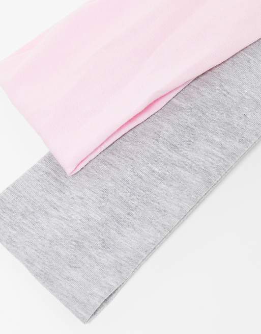Monki - Confezione da 2 fasce per capelli rosa e grigia, 4 di 4