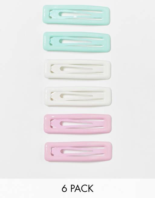 Monki - Confezione da 6 mollette squadrate multicolore tonalità pastello