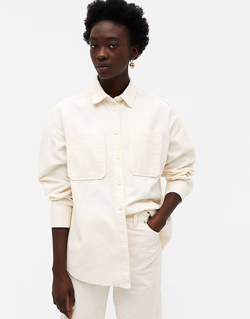 Tops Monki Conni-Li pocket front shirt in white 