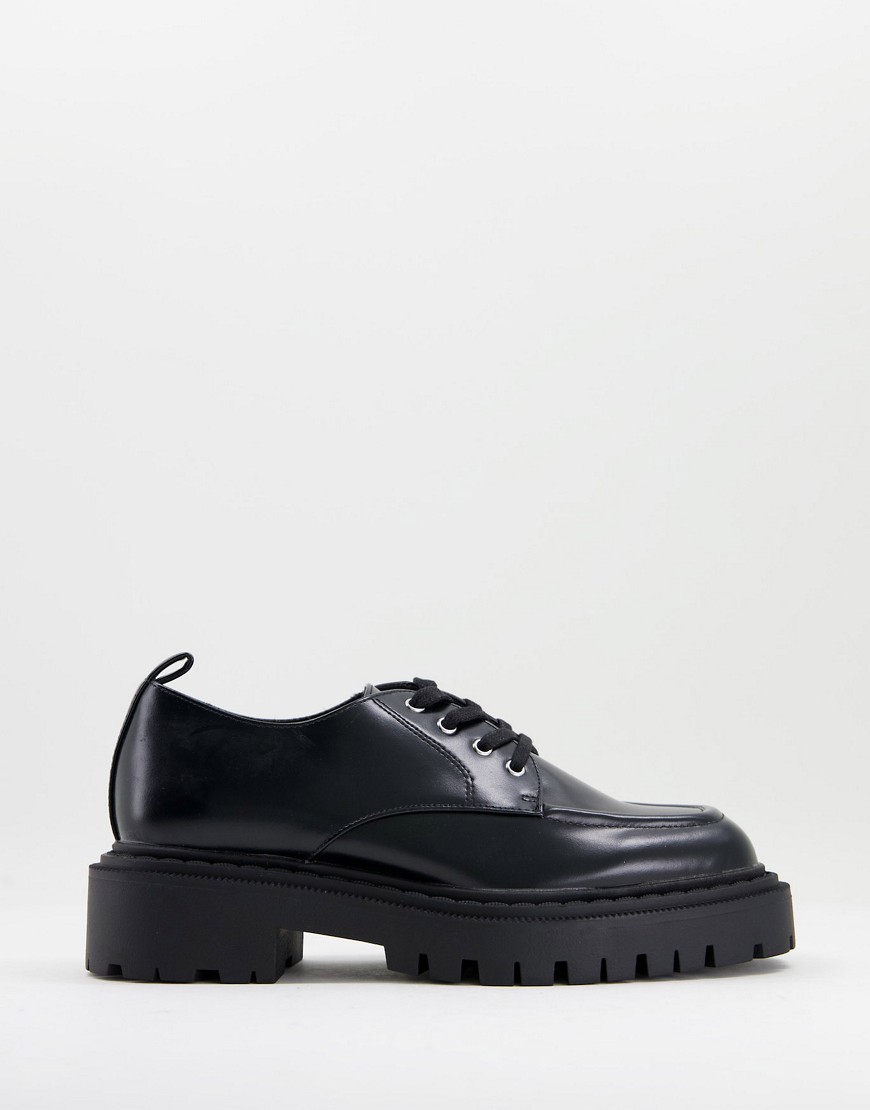 Monki Conny vegan chunky lace up shoe in black