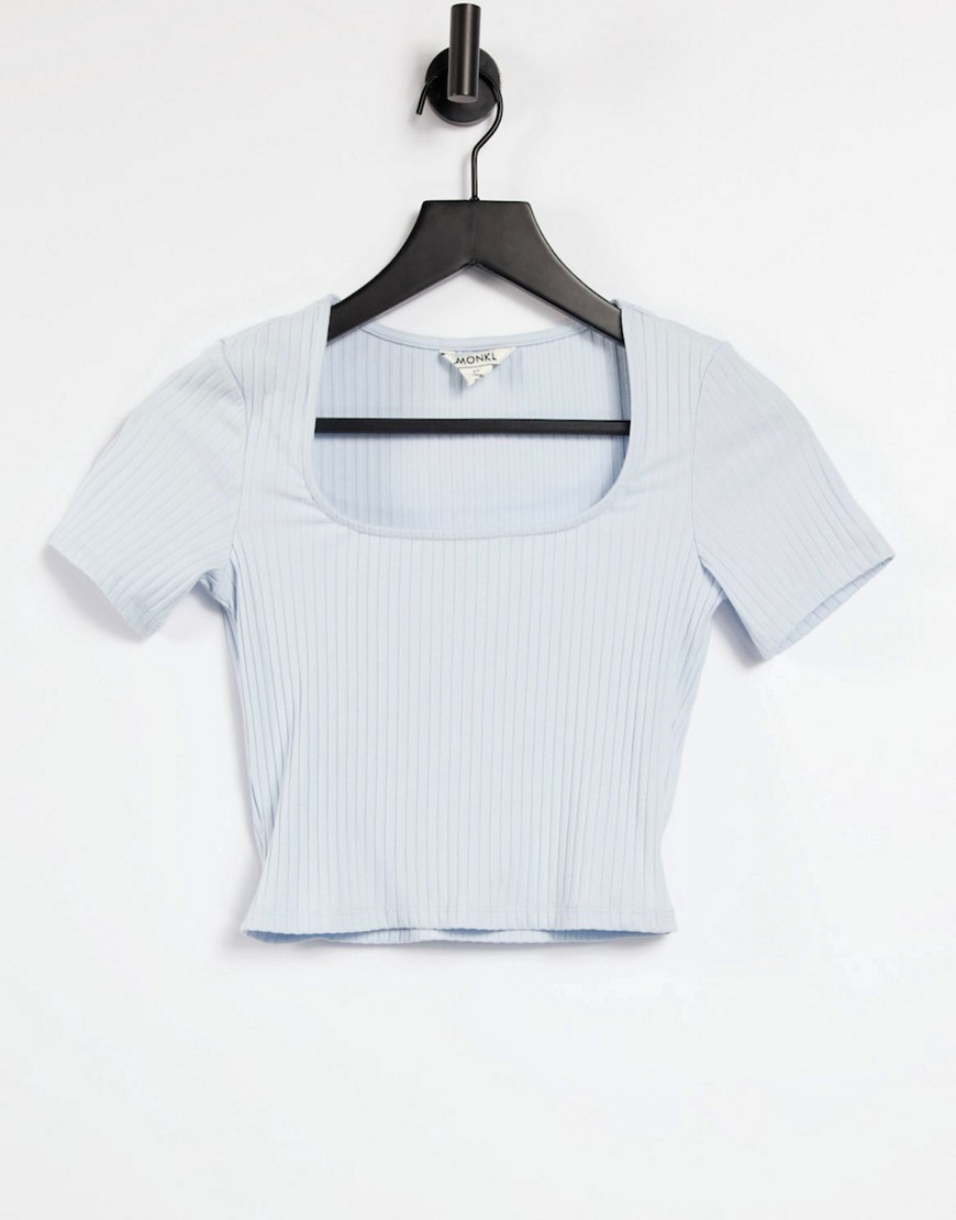 Monki Cora top with square neck in blue