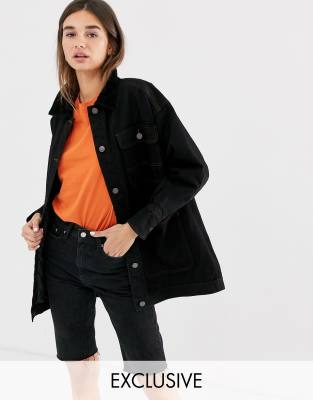 Black longline 2024 denim jacket