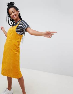 Monki Dungarees Dress in Yellow