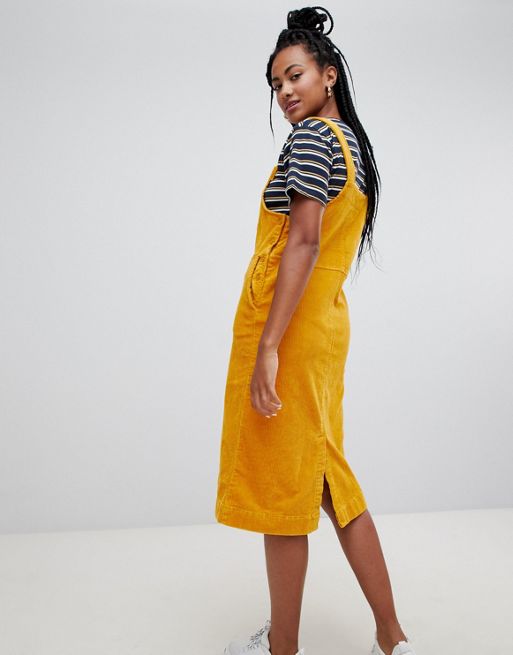 Monki Dungarees Dress in Yellow