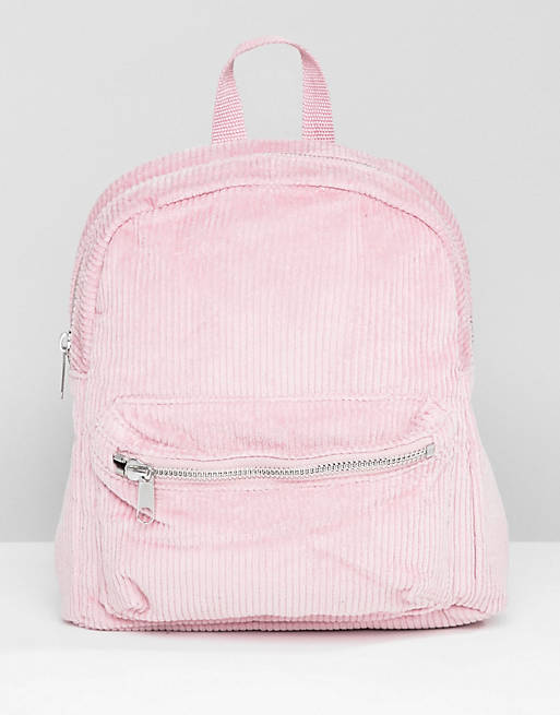 Monki cord mini backpack in pink