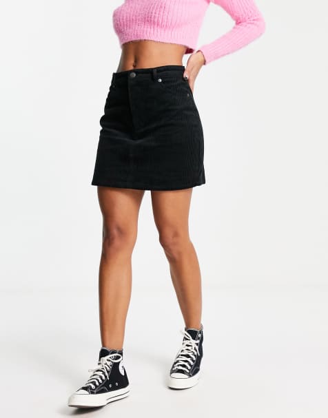 Monki cord mini skirt in black - view 1