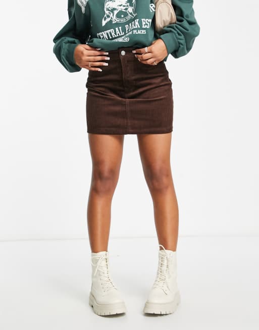 Corduroy mini cheap skirt brown