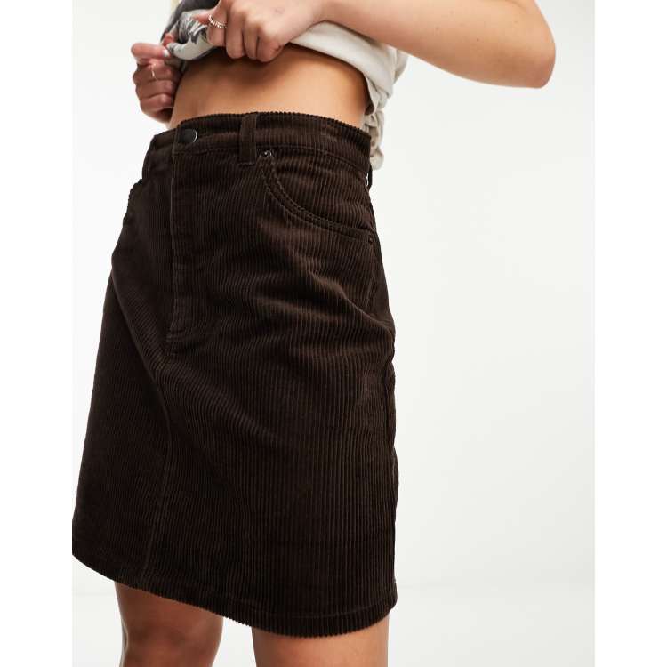 Monki cord mini skirt in brown ASOS