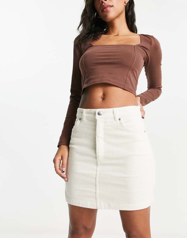 Monki cord mini skirt in cream