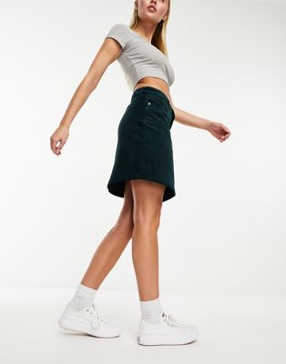 cord mini skirt in forest green