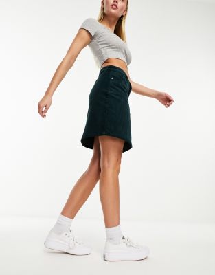 Monki Cord Mini Skirt In Forest Green